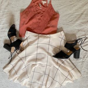 Club Monaco Windowpane Pattern Skirt, Size 0